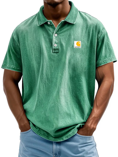 Men's Retro Casual Washed Distressed Cotton Lapel Shirt