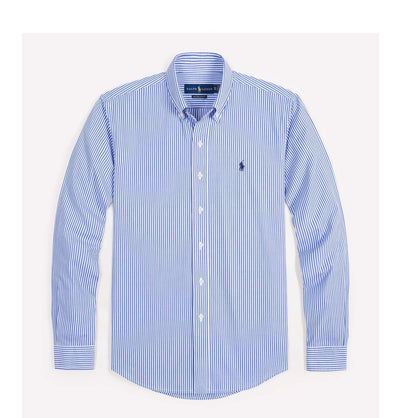 Ralph Laur* Lapel Striped POLO Long Sleeve Shirt