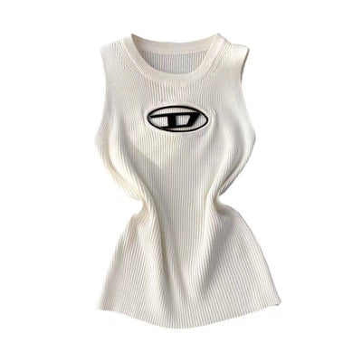 Ribbed-knit long-sleeve top