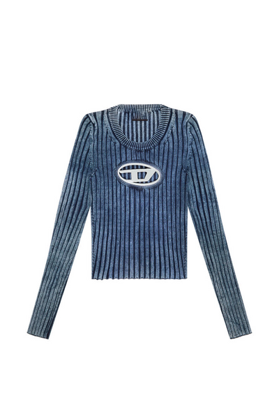 Ribbed-knit long-sleeve top