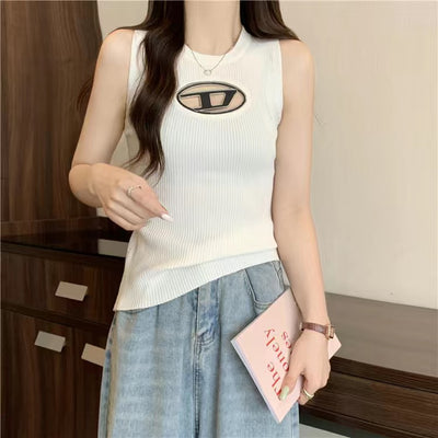 Ribbed-knit long-sleeve top