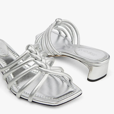 J**C* new silver metallic leather mules