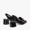 JC**    1: 1 VIP Soft patent leather chain-embellished slingback pumps