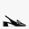 JC**    1: 1 VIP Soft patent leather chain-embellished slingback pumps