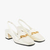 JC**    1: 1 VIP Soft patent leather chain-embellished slingback pumps