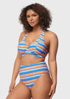 Multi Colored Striped Textured Halter Bikini Set