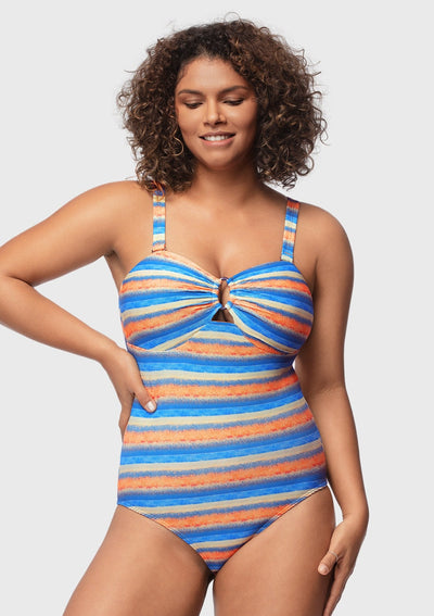 Multiway Multi-colored Striped One-piece Swimsuit