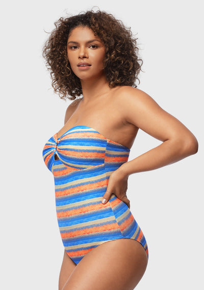 Multiway Multi-colored Striped One-piece Swimsuit