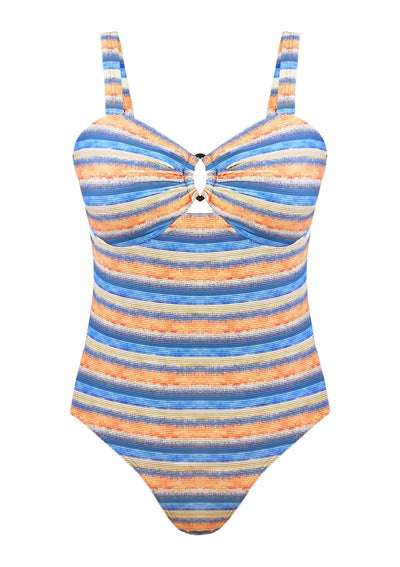 Multiway Multi-colored Striped One-piece Swimsuit