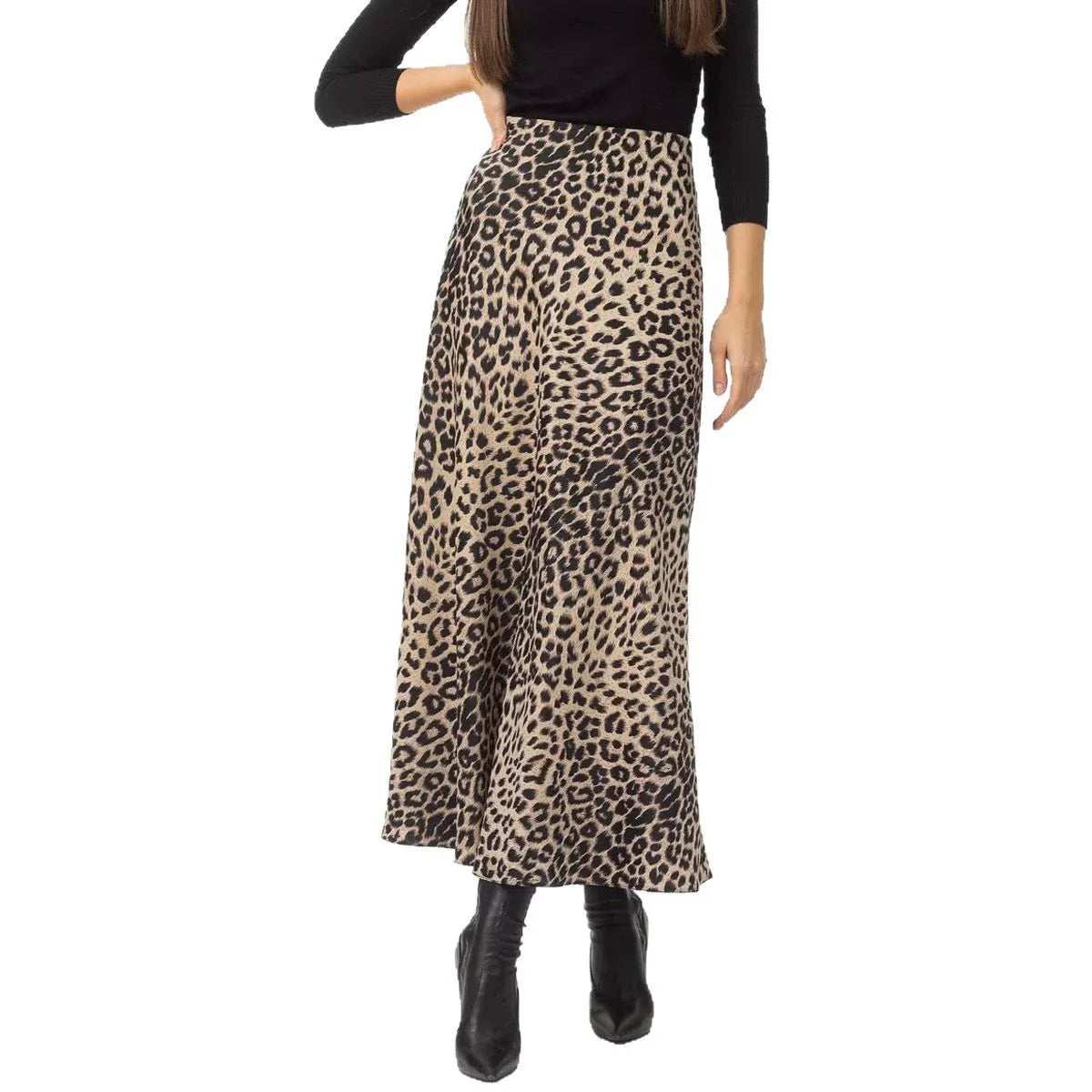 Leopard Print Silky Long Dress