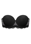 Rebecca Lace Trim Black Lightly Padded Strapless Bra Set