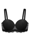 Rebecca Lace Trim Black Lightly Padded Strapless Bra Set
