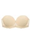 Rebecca Lace Trim Beige Lightly Padded Strapless Bra Set