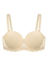 Rebecca Lace Trim Beige Lightly Padded Strapless Bra Set