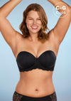 Rebecca Lace Trim Black Lightly Padded Strapless Bra Set
