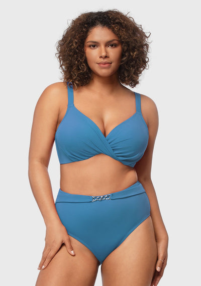 Ruched Crisscross Front Underwire Swim Bikini Set
