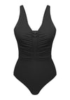 V-Neck Shirred One-Piece Swimwear