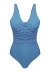 V-Neck Shirred One-Piece Swimwear