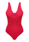 V-Neck Shirred One-Piece Swimwear