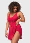 V-neck Shirred One-piece Swimdress