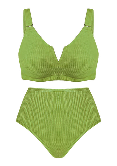 V-wire Plunge Textured Two-piece Bikini Set