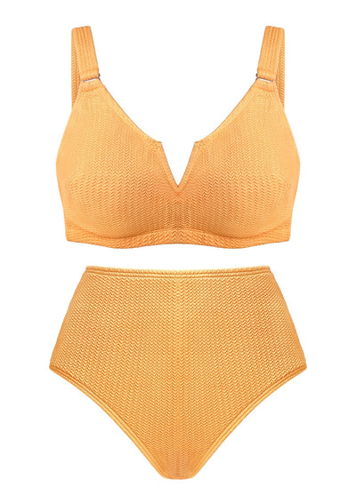 V-wire Plunge Textured Two-piece Bikini Set