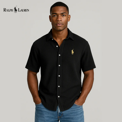 Men's Casual Loose And Comfortable Textured Short-sleeved Shirt