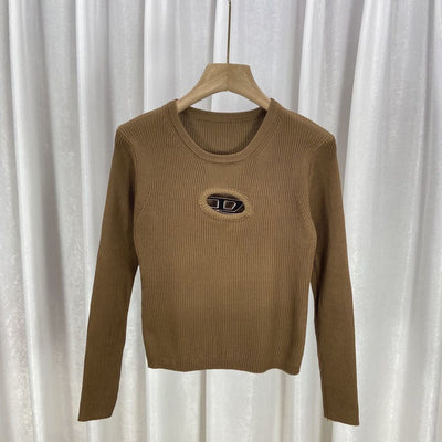 Ribbed-knit long-sleeve top