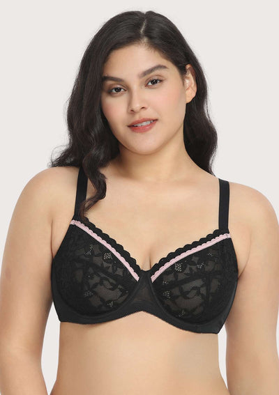 Jessamine Contrast Color Lace Underwire Bra Bundle