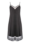 HSIA V-Neck Silky Chemise with Rose-Patterned Lace Trim