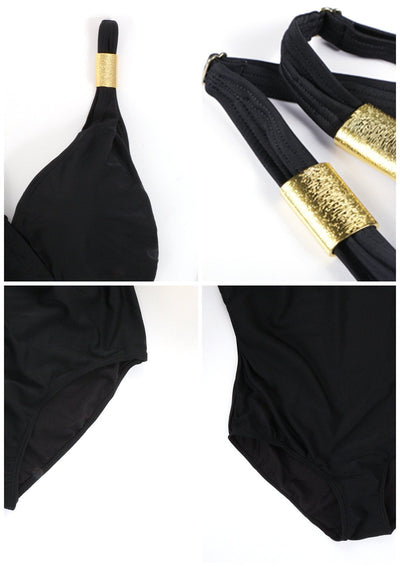 V-Neck One-Piece Swimsuit