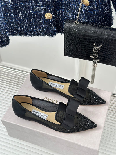 J**C* new high quality rhinestone bow small pointed toe Mary Jane shoes