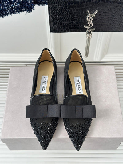J**C* new high quality rhinestone bow small pointed toe Mary Jane shoes