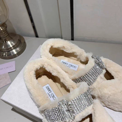 J**C* new high 1: 1 VIPquality rhinestone rabbit fur fur slippers