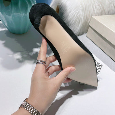 JC ** New MANA series high heels with eye-catching rhinestone bow buckle