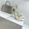 JC spring transparent crystal embellished silk satin jc high heel sandals