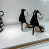 JC spring transparent crystal embellished silk satin jc high heel sandals