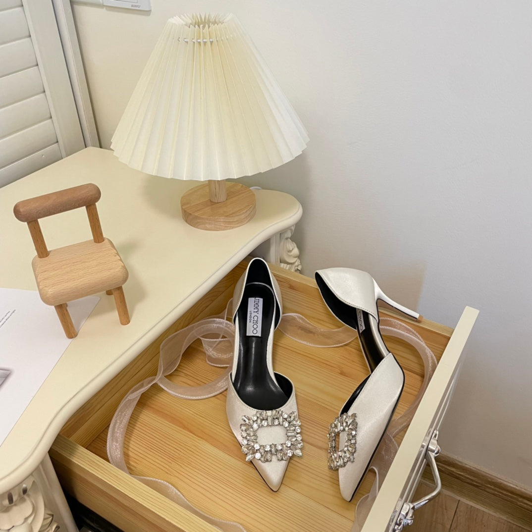 JC new rhinestone hollow shoes high heels