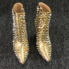 Loubouti* 1: 1 VIP   latest red-soled high-heeled shoes, women's short boots, gold rivets