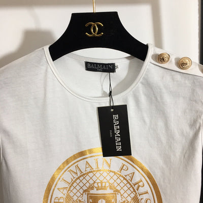 Balmai* new hot stamping printing custom metal shoulder buckle sleeveless T-shirt small vest