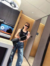 Celin* new simple logo embroidered cotton vest07