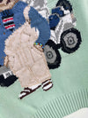 Ralph Laur** Bear Heavy Embroidery RL Round Neck Knit Pullover Top Porcelain Green