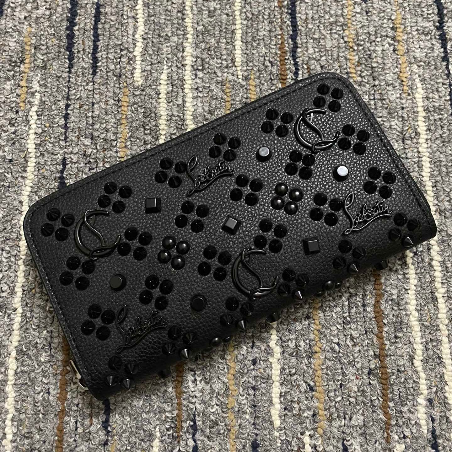 Christi** Loubout** Black Zip Around Wallet