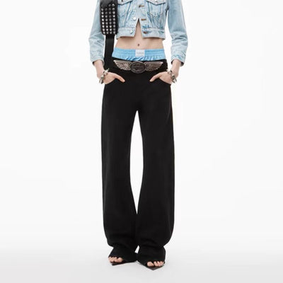 Alexander*** AW King Fake Two-Piece Denim Pants