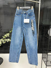 Alexander*** 10,000 stitch embroidered logo embossed letters slim straight denim trousers