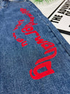 Alexander*** Wang Red Embroidered Letter Jeans