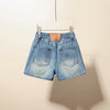 Alexander*** side lettering laminated denim shorts,