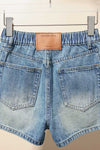 Alexander*** side lettering laminated denim shorts,