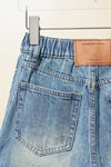 Alexander*** side lettering laminated denim shorts,