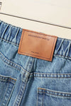 Alexander*** side lettering laminated denim shorts,